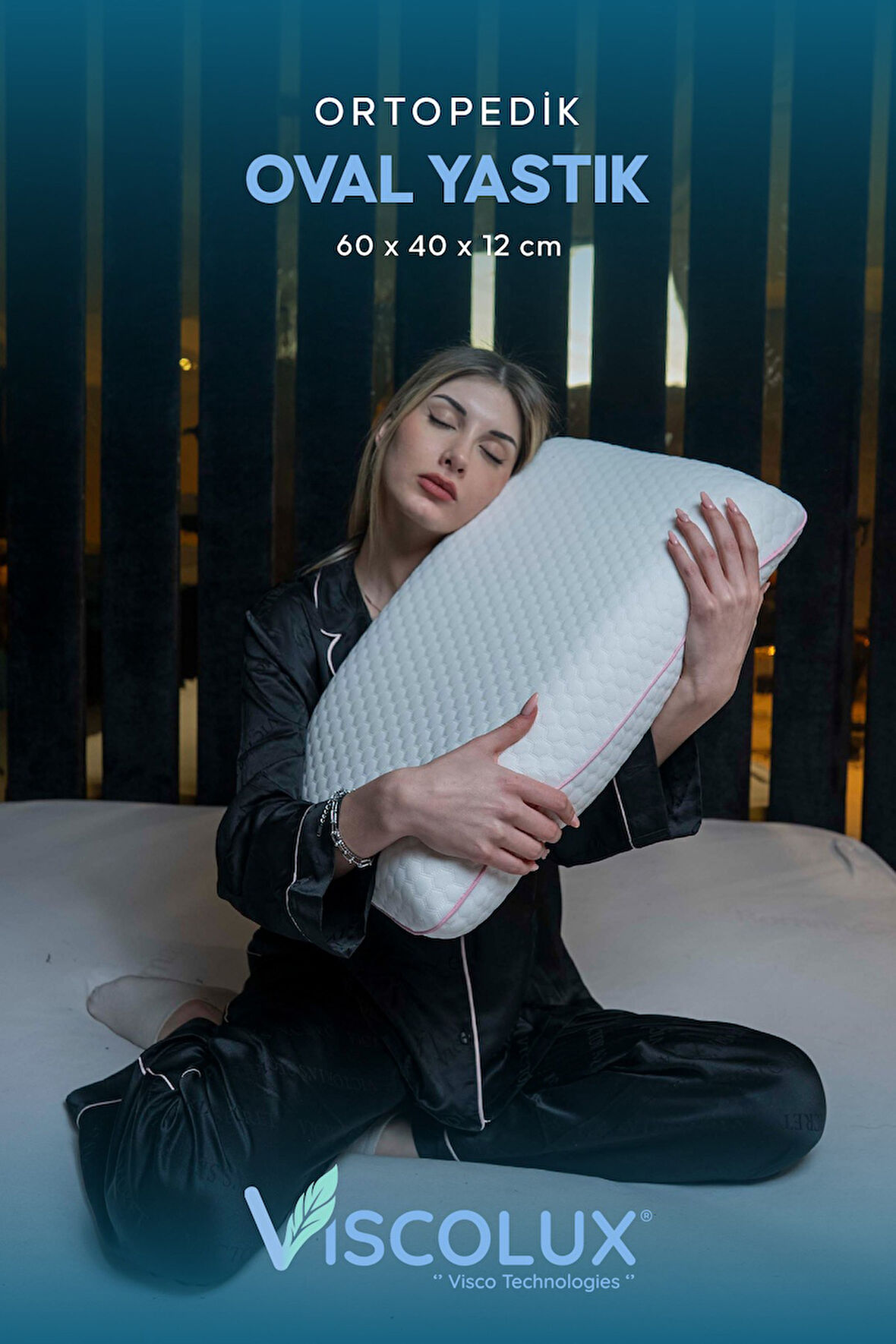 Oval Sabun Ortopedik Visco Yastık - Baş Ağrısı Önleyici Yüksek Yastık Pembe 60x40x15
