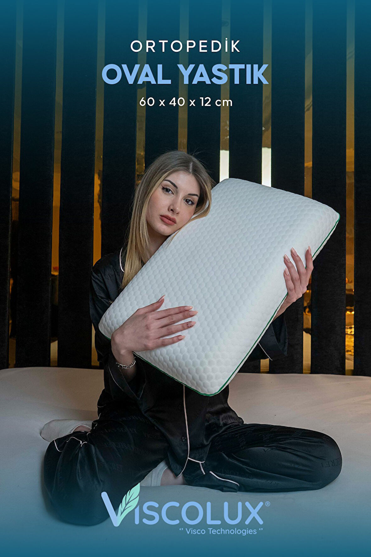 Oval Sabun Ortopedik Visco Yastık - Baş Ağrısı Önleyici Yüksek Yastık Pembe 60x40x15