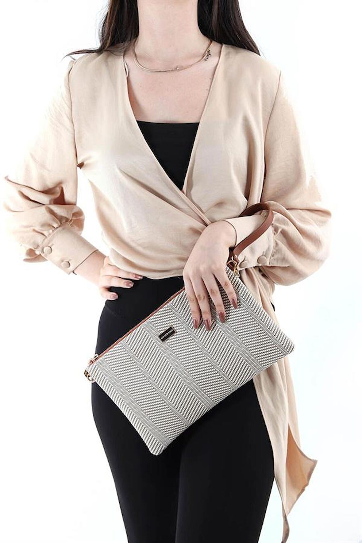 Silver  Polo Bej - Taba NV1034 Kadın Portföy  Clutch