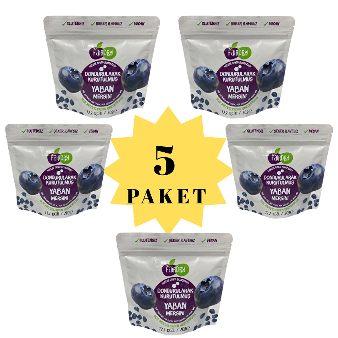 FairDry Beşibiryerde Yaban Mersini, Freeze Dried, Dondurularak Kurutulmuş, Meyve Kurusu