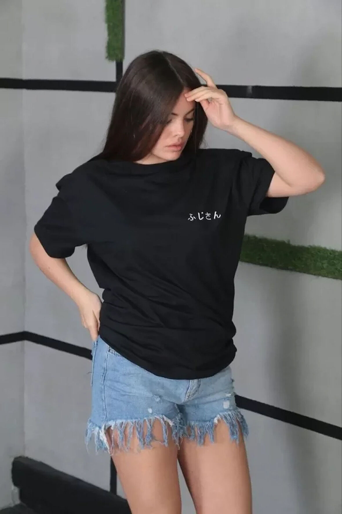 SUPPLİERBY Unisex Bisiklet Yaka Baskılı Oversize T-Shirt - Siyah