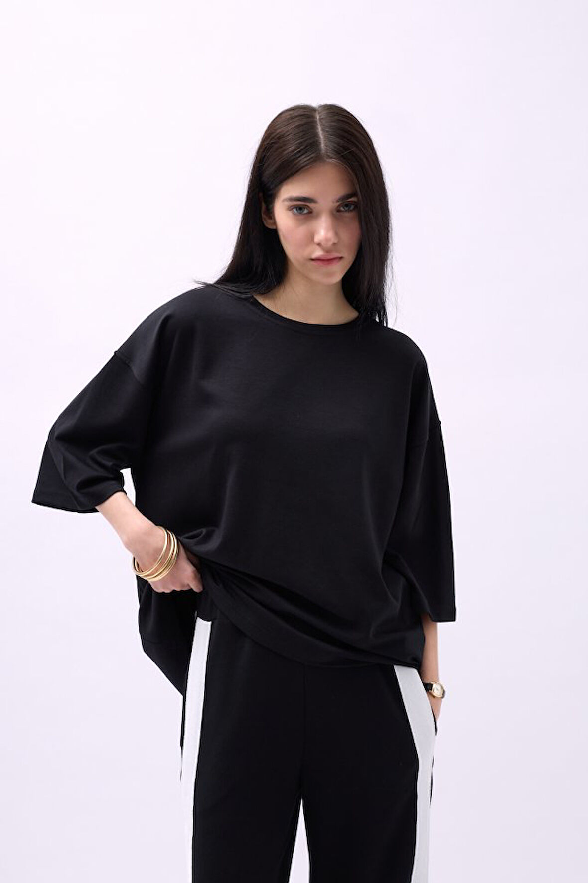 SUPPLİERBY Bisiklet Yaka Oversize T-Shirt
