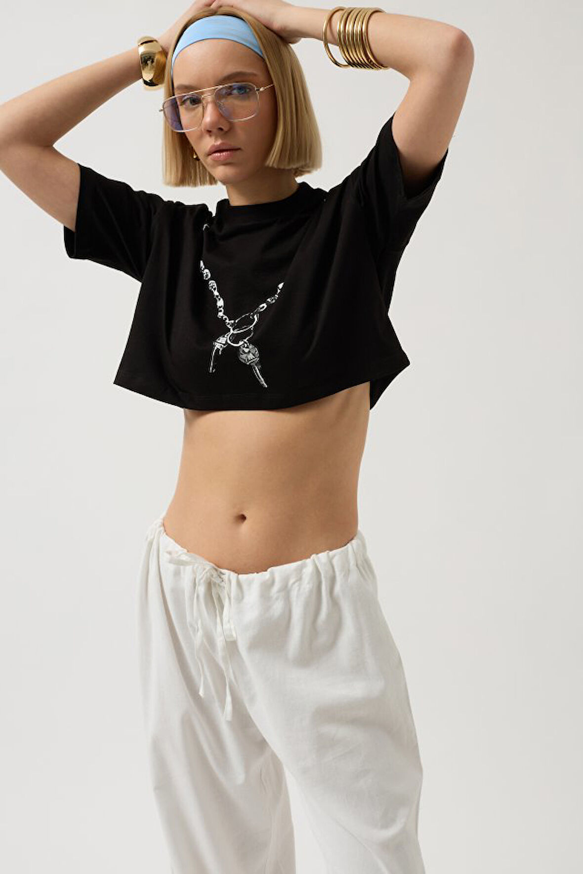 SUPPLİERBY Baskılı Crop T-Shirt