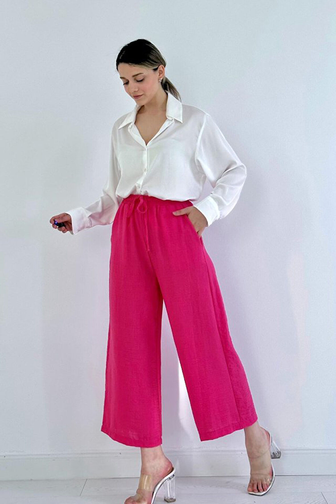 SUPPLİERBY Fuşya Keten Pantolon