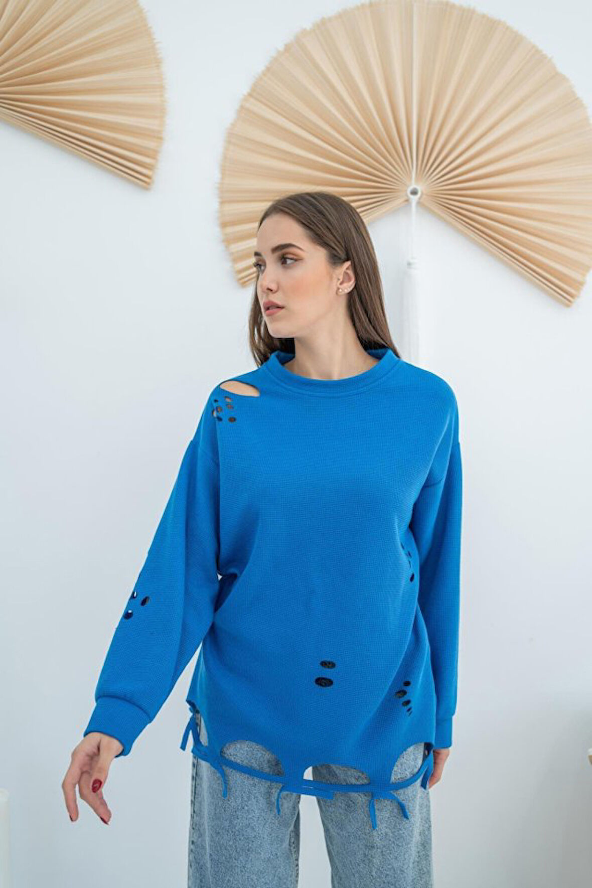 SUPPLİERBY Mavi Lazer Kesim Bluz