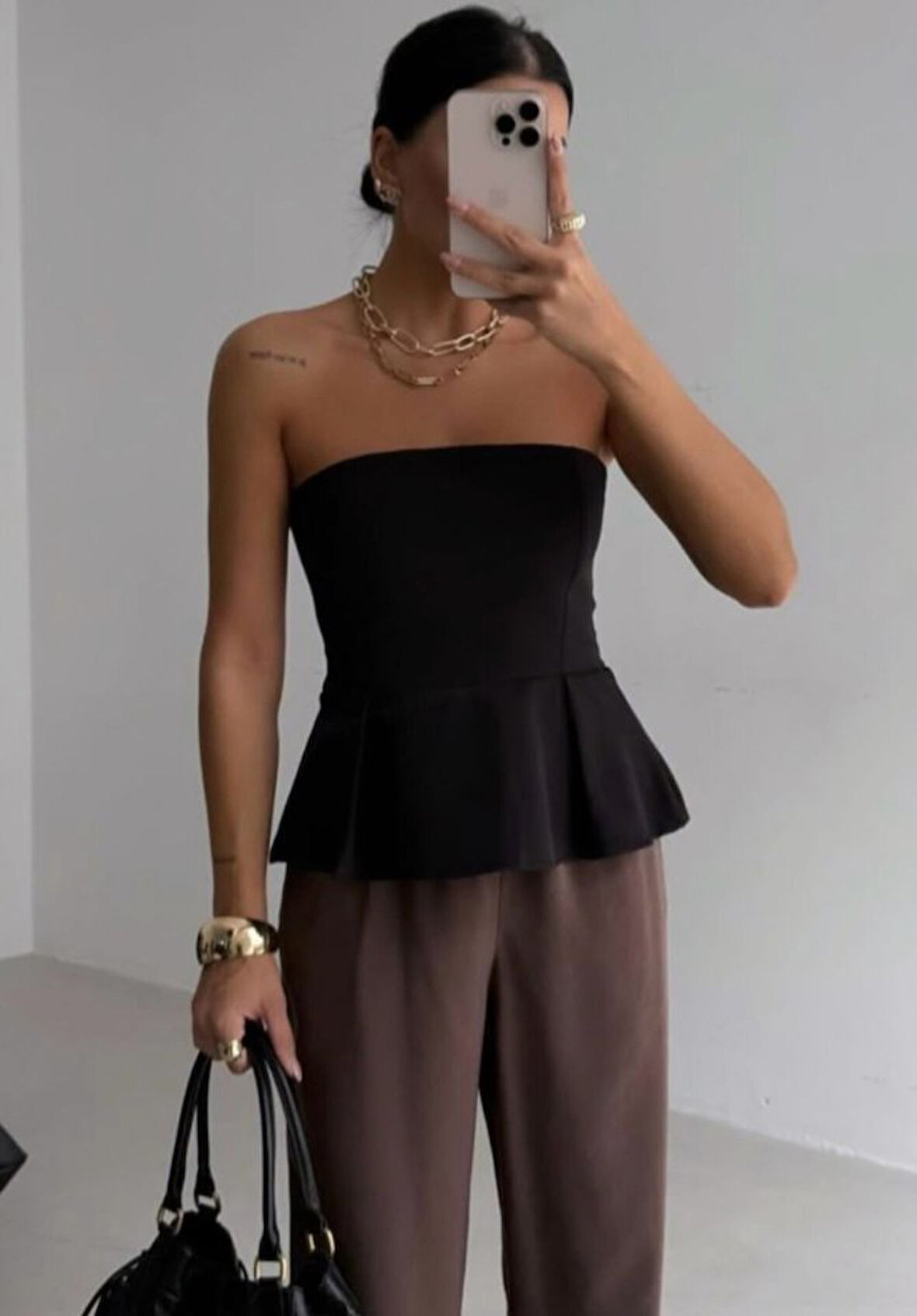 SUPPLİERBY Pileli Straplez Bluz