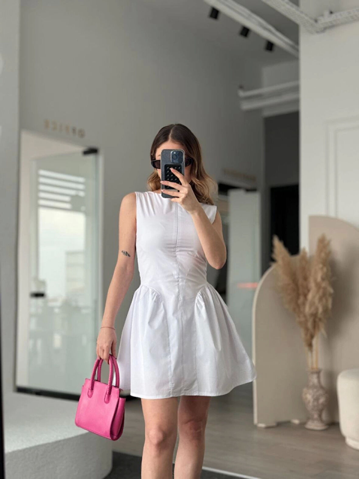 SUPPLİERBY Fermuar Detaylı Mini Elbise - Beyaz