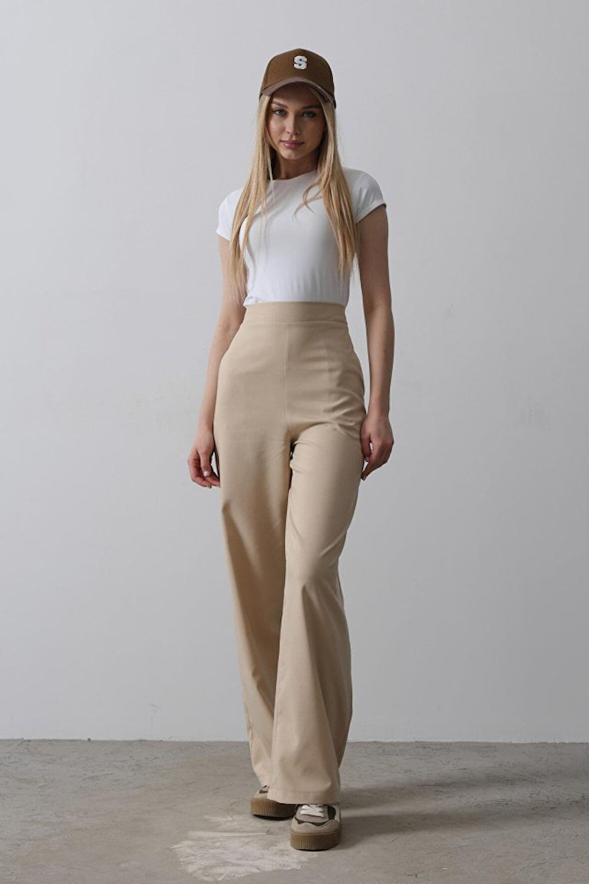 SUPPLİERBY Beli Yarım Lastikli Palazzo Pantolon - Camel