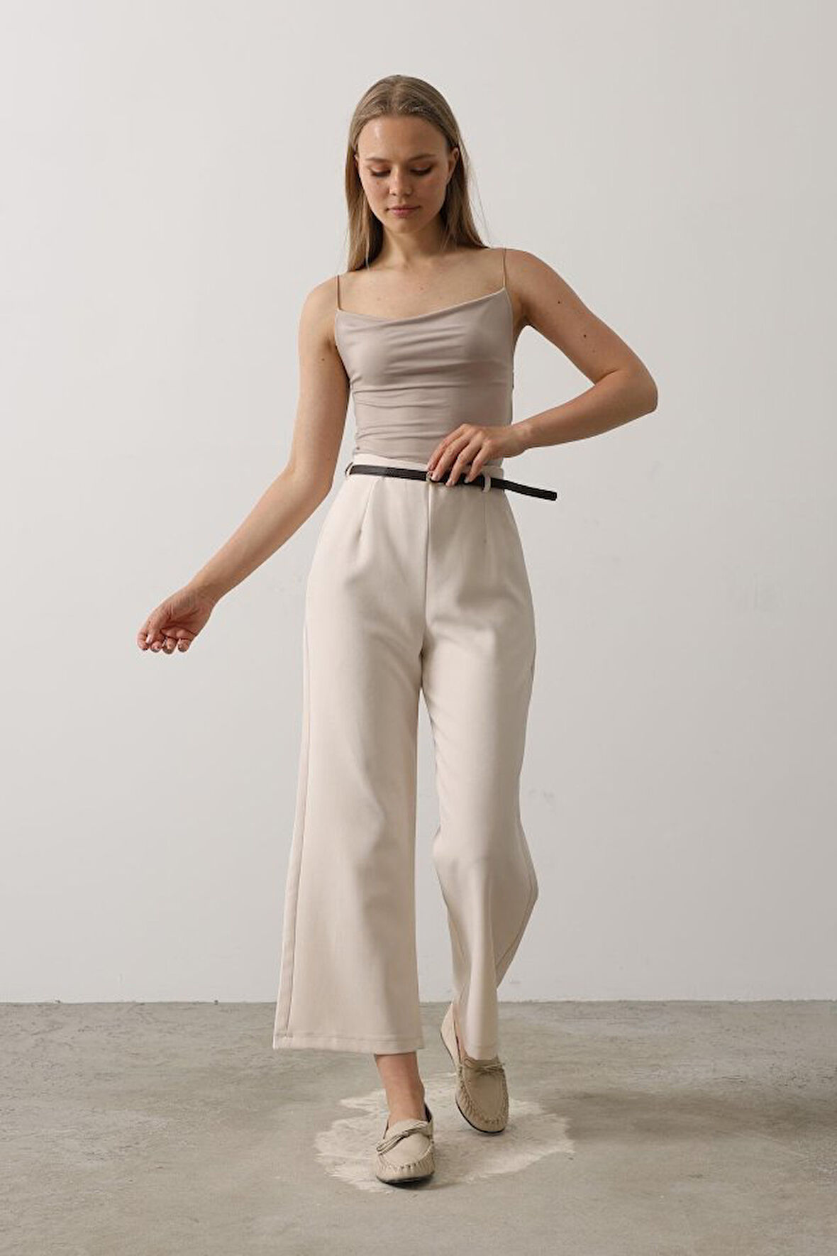 SUPPLİERBY Kemer Pens Detaylı Pantolon - Bej