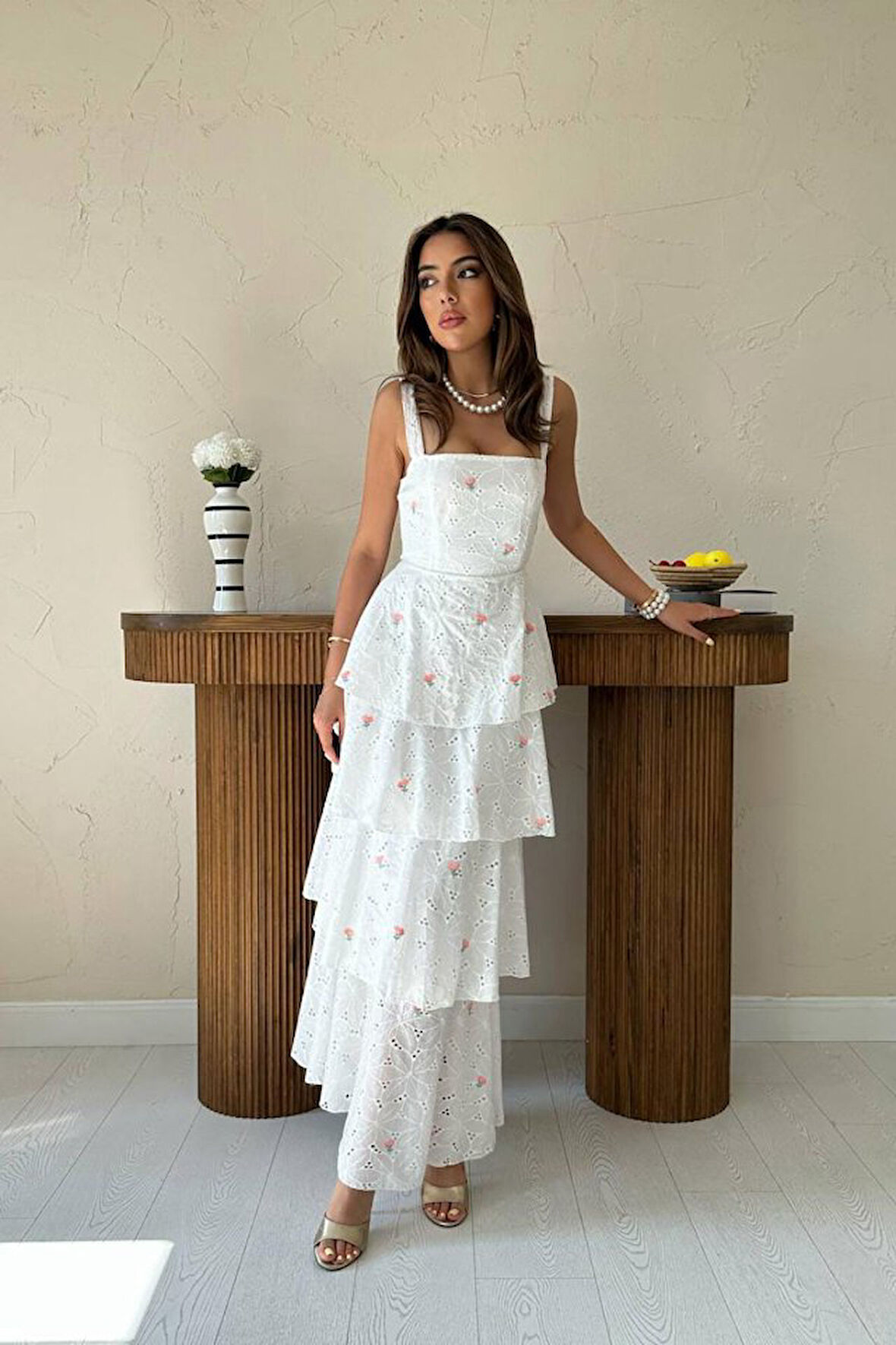 SUPPLİERBY Pembe Kat Kat Arkası Bağlamalı Elbise