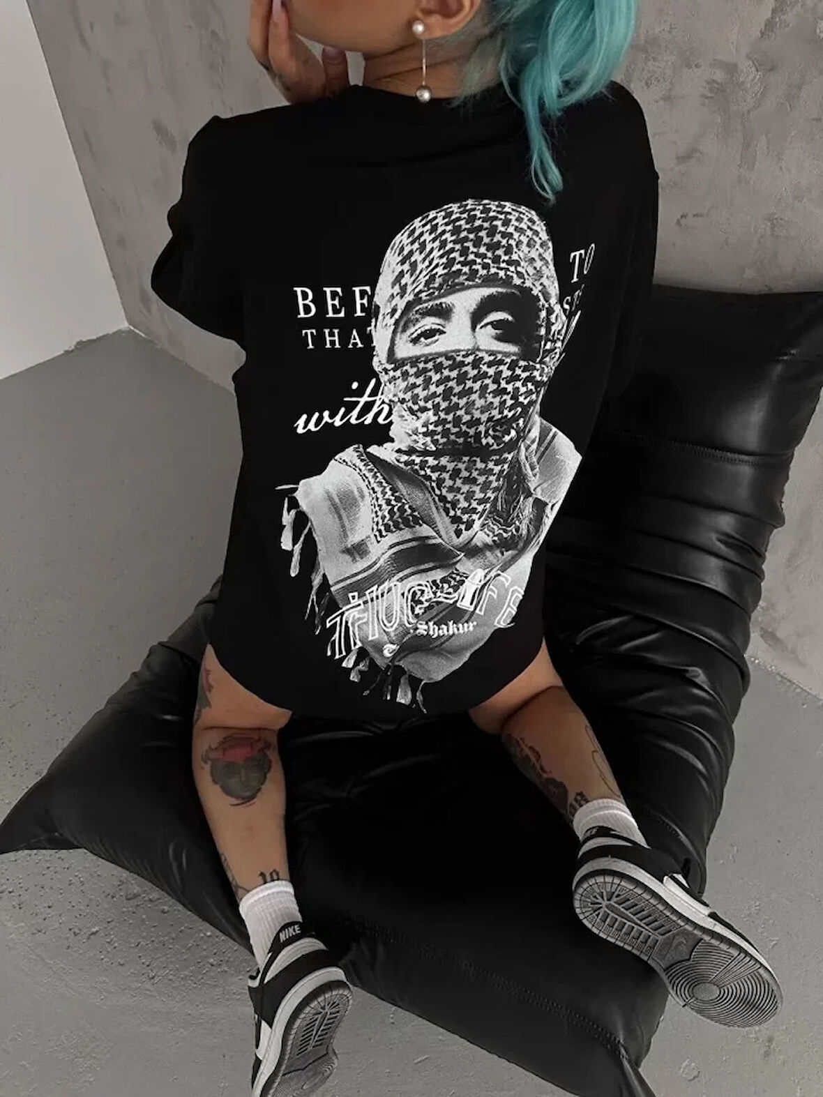 SUPPLİERBY Unisex Baskılı Oversize T-Shirt - Siyah