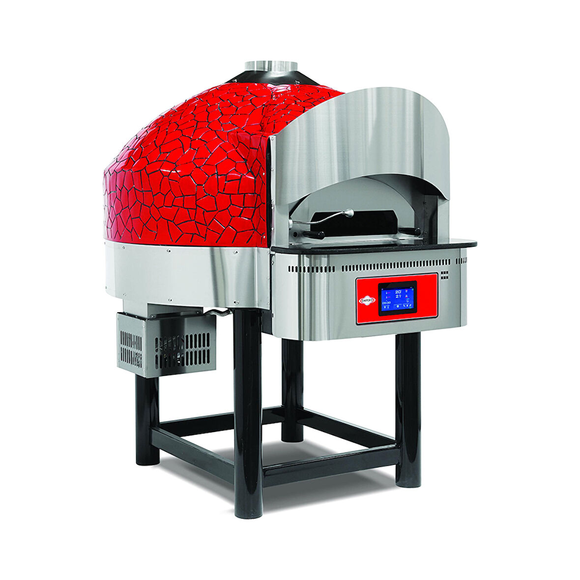Empero EMP.SPO.03-D-RB-NG Dijital Gazlı Sabit Tabanlı Pizza Fırını 9 Pizza Kapasiteli - Kırmızı, Siyah Doğalgazlı