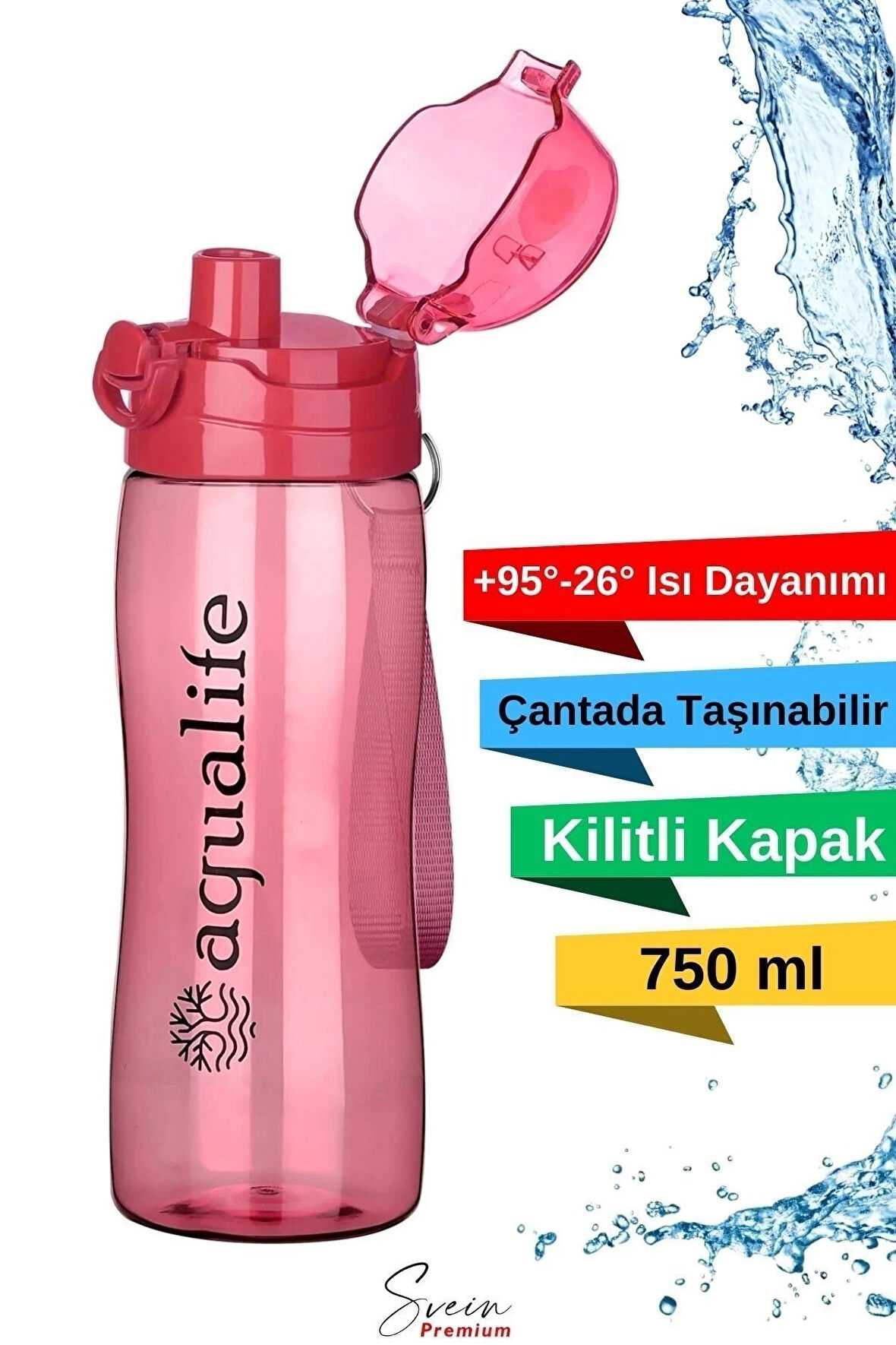 Kilitli Kapaklı Sızdırmaz Suluk Darbeye Isıya Dayanıklı Şeffaf Plastik