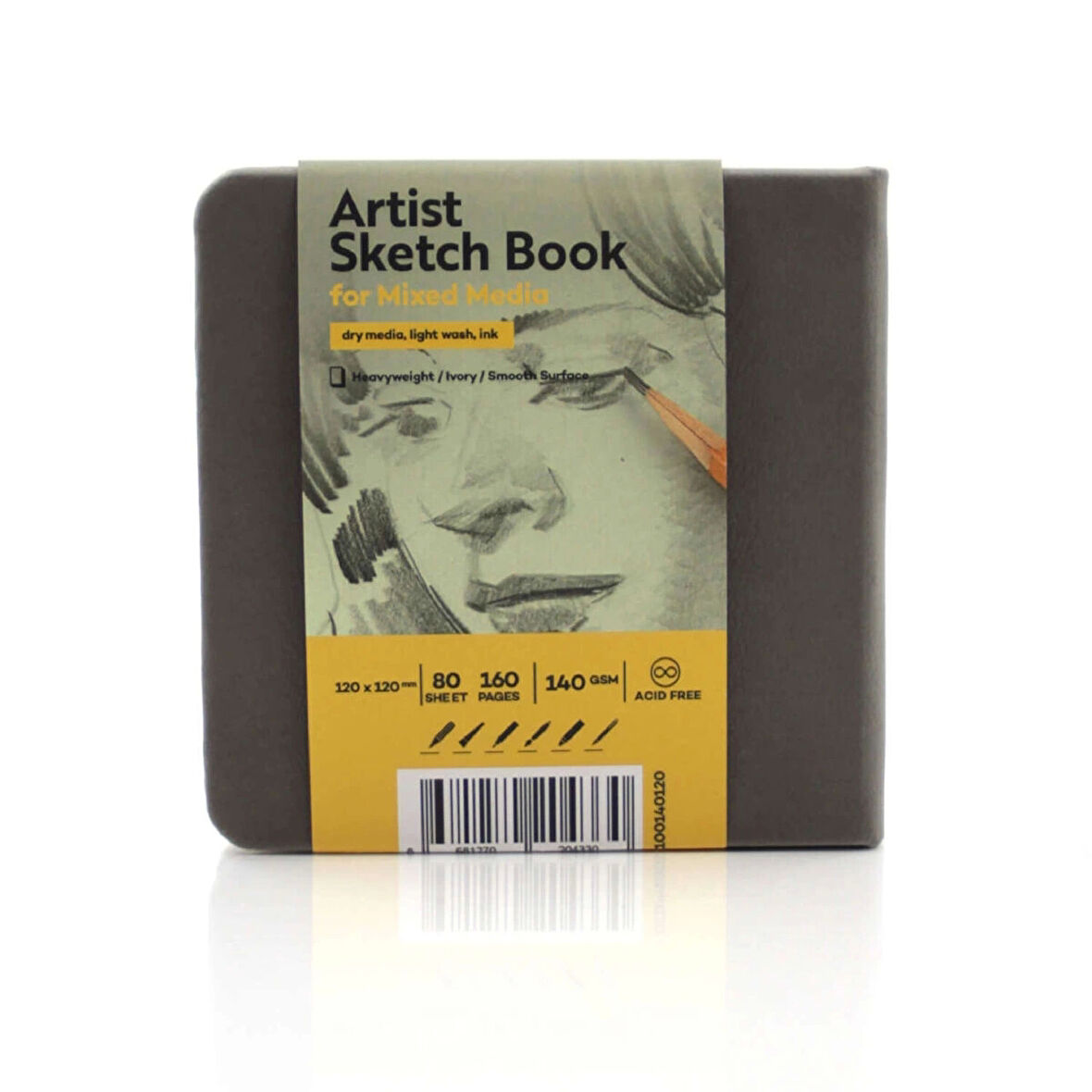 Supertrend Sketchbook Sert Kapak Eskiz Çizim Defteri 140 gr. 12x12 cm. 80 yp. GRİ