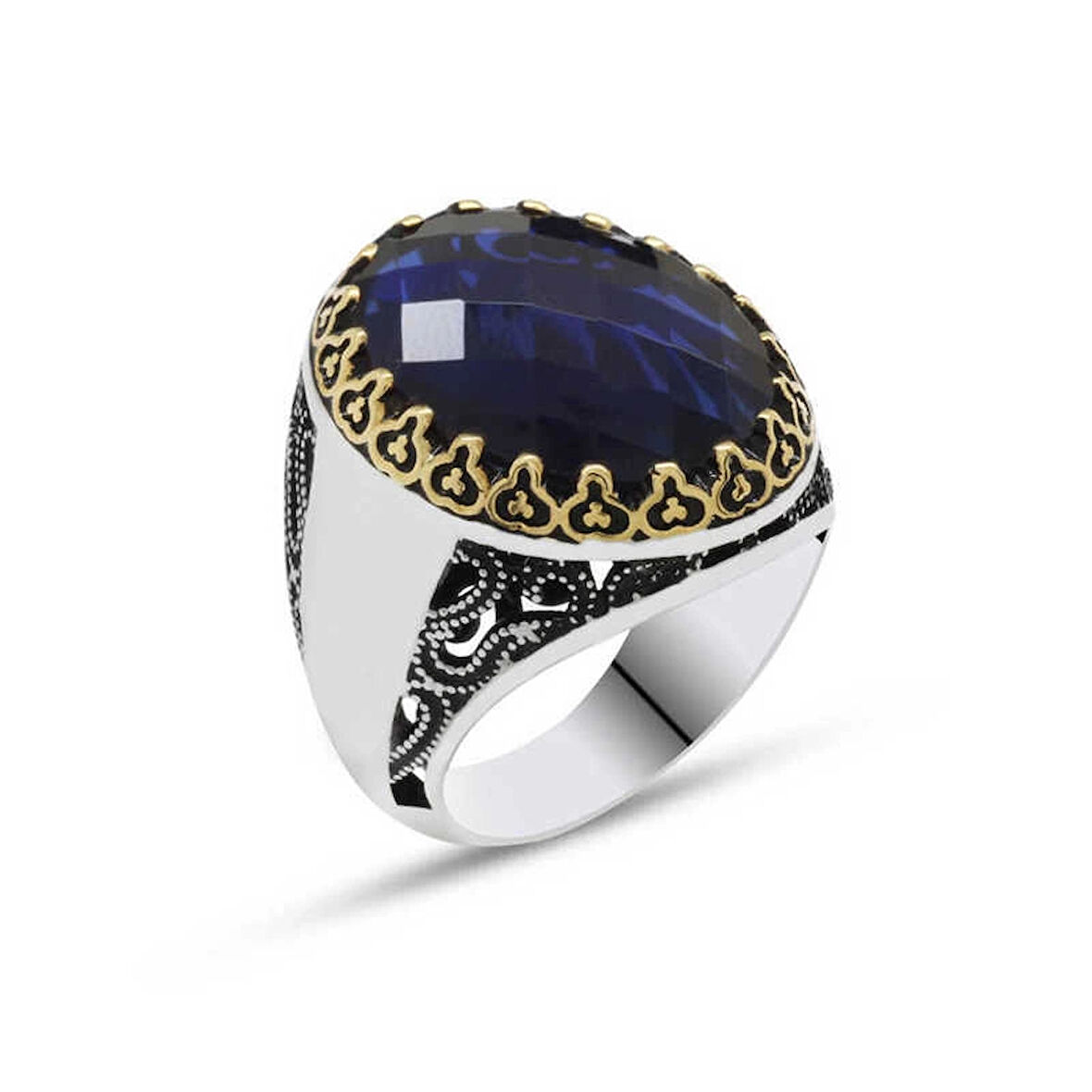 Supertrend Gümüş Mavi Zirkon Taşlı Erkek Yüzük