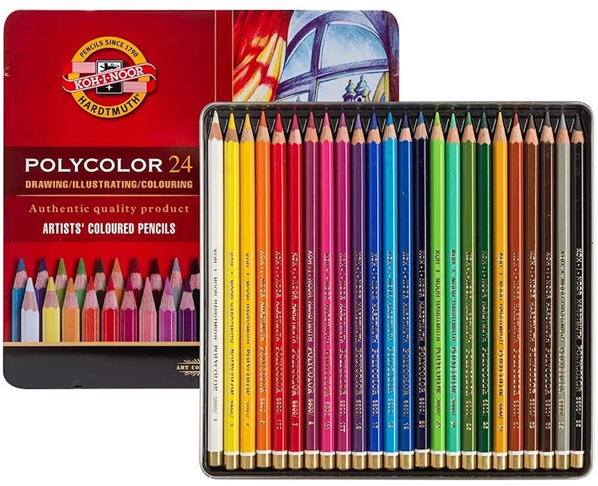 Supertrend Polycolor Artist Kuru Boya Kalemi Seti 24 Renk Metal Kutu