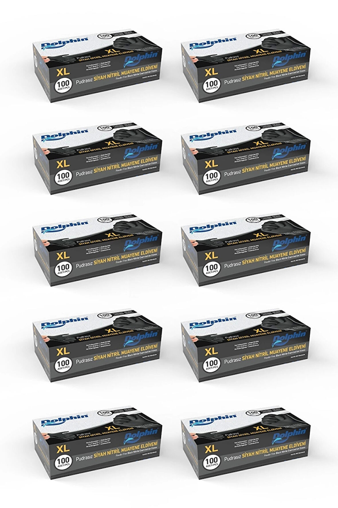 Supertrend Siyah Çok Amaçlı Nitril Muayene Eldiveni XL Beden | 10 Paket - MDR