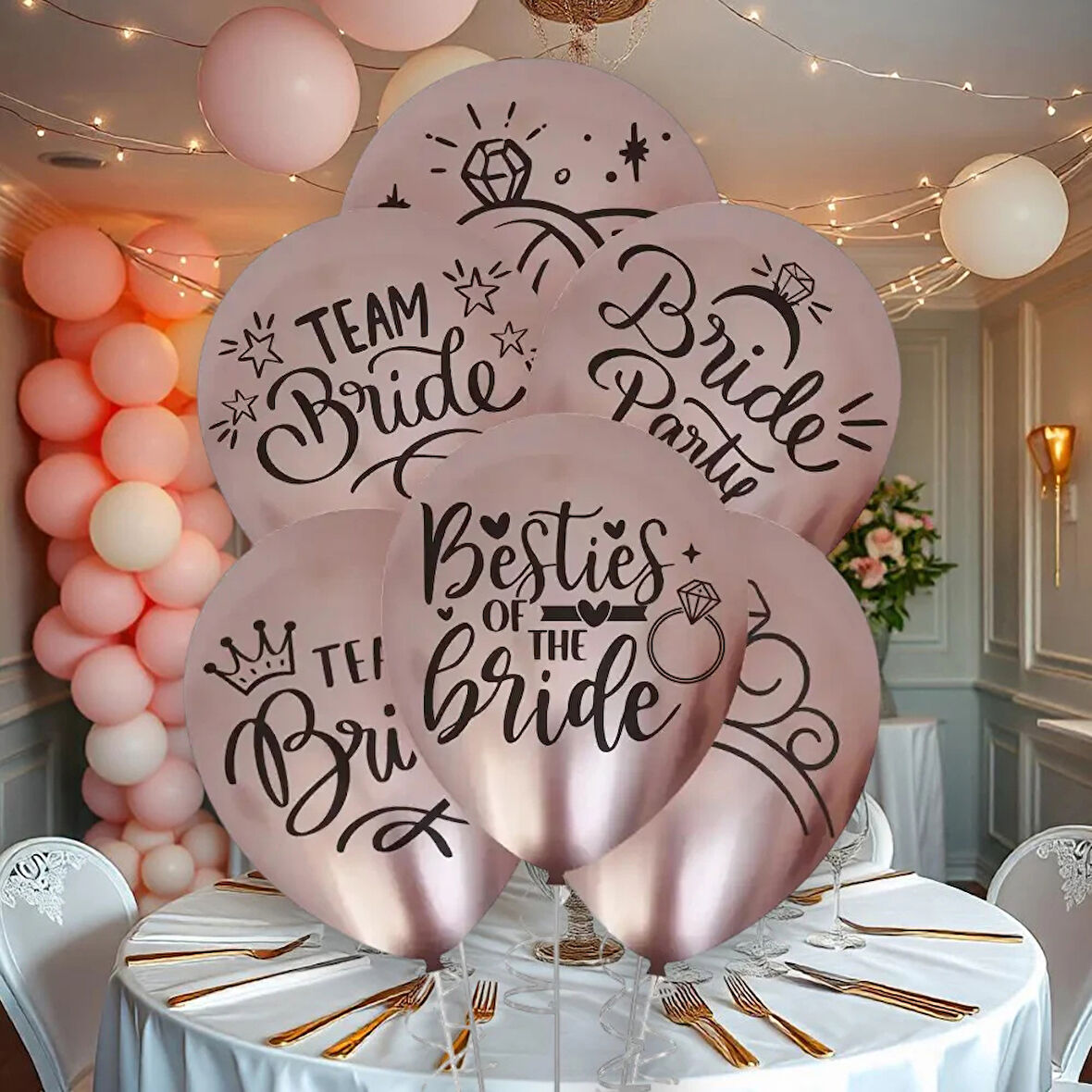 Team Bride Baskılı Krom Balon 12"