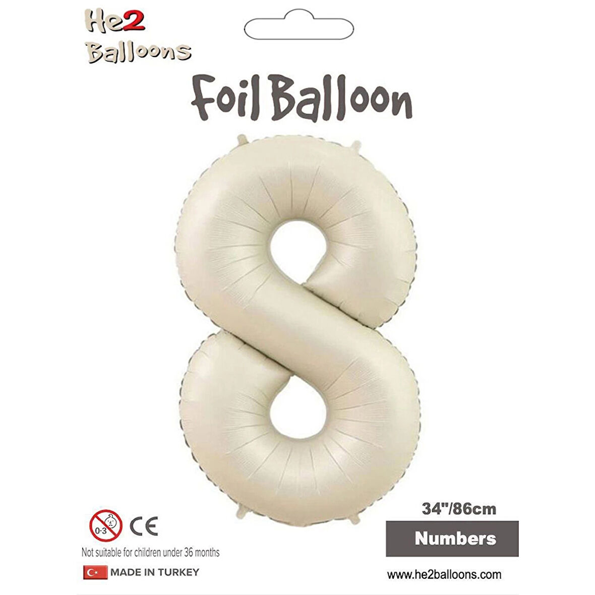 8 Rakam Krem Folyo Balon 34"
