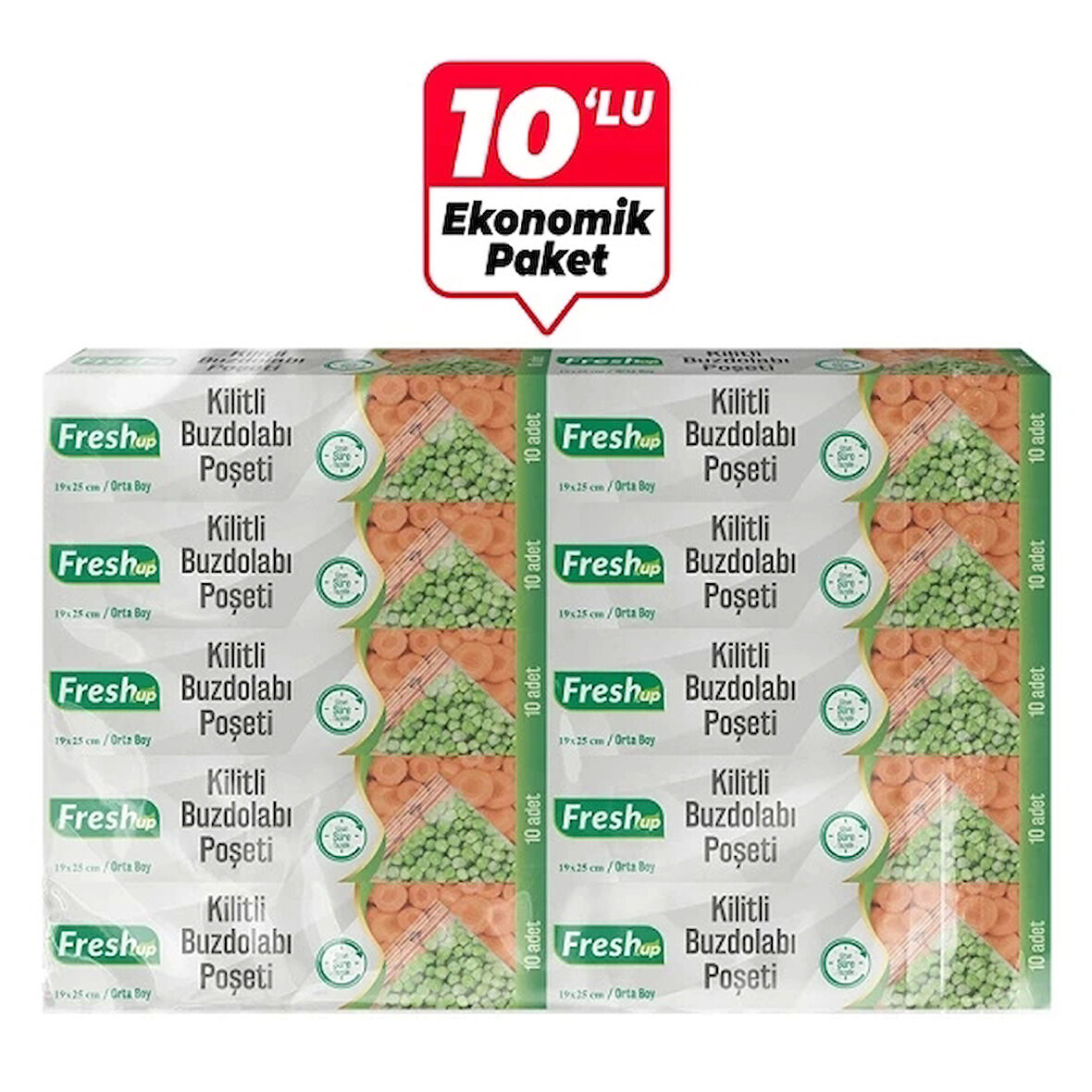 Supertrend 19x25cm Ekonomik Kilitli Buzdolabı Poşeti 10 Adet x 10 Paket