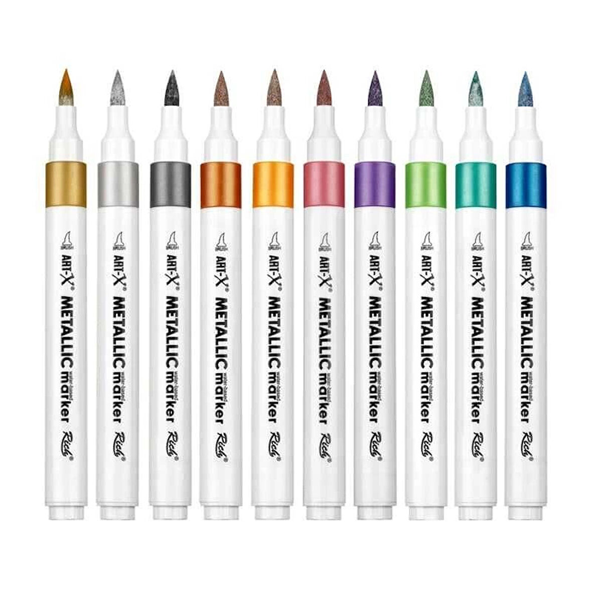 Supertrend Supertrend Acrylic Duo Metallic Marker Çift Uçlu Yaldızlı Su Bazlı Akrilik Boyama Markörü Seti 10 RENK