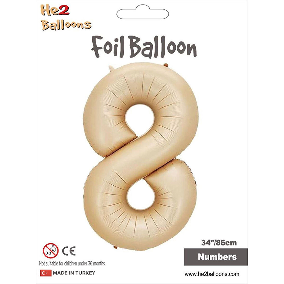 8 Rakam Karamel Folyo Balon 34"