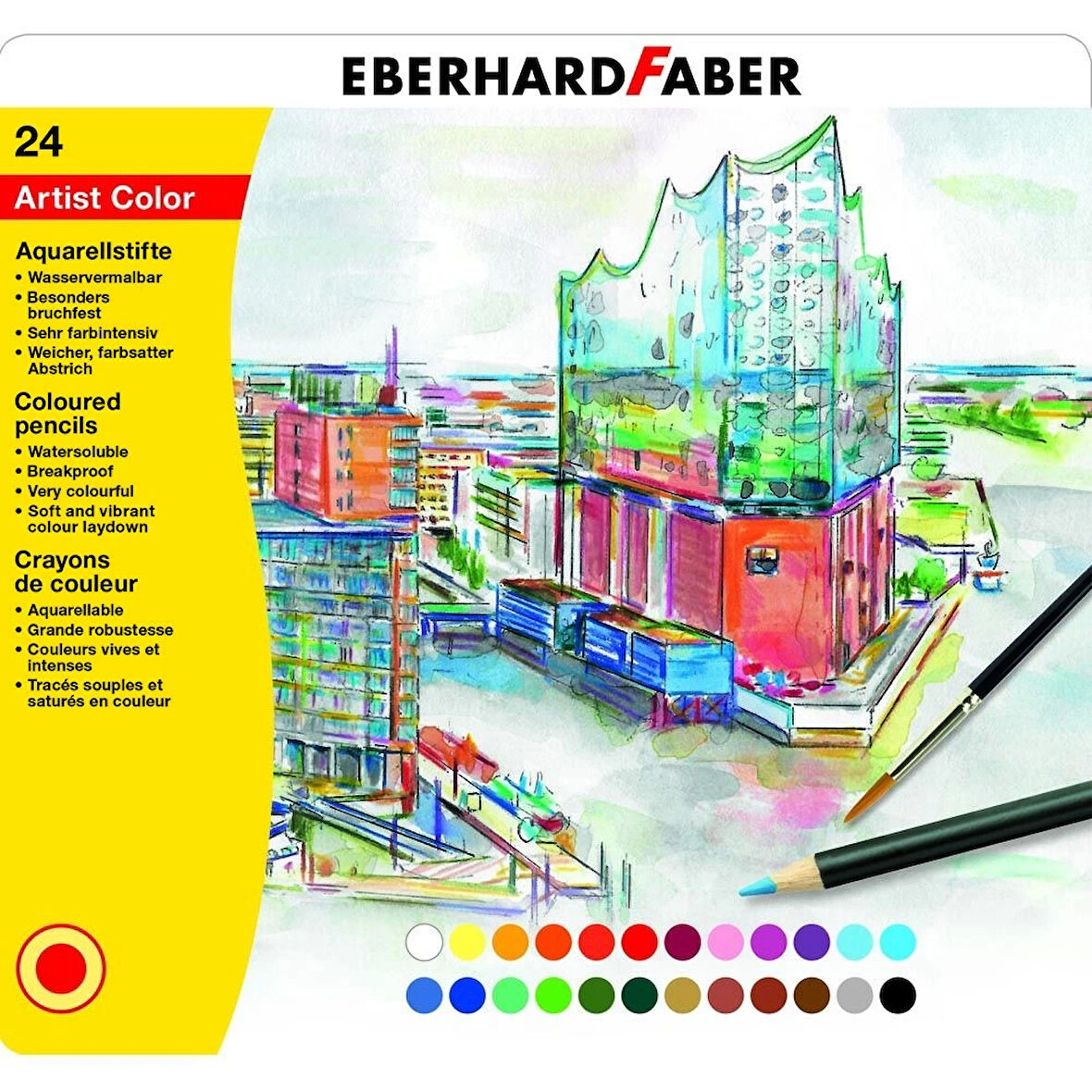 Supertrend Artist Color Aquarell Sulu Boya Kalemi Seti 24 Renk Metal Kutu