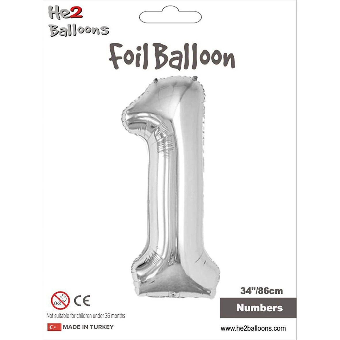 1 Rakam Gümüş Folyo Balon 34"