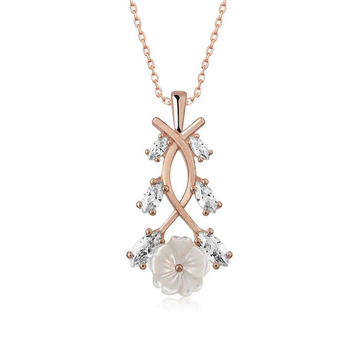 Supertrend Gümüş Rose Bahar Çiçeği Kolye