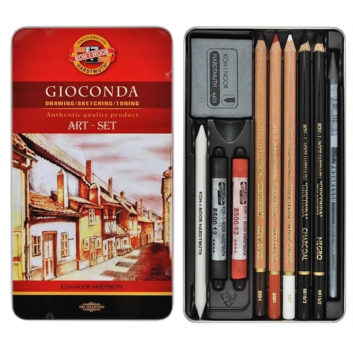 Supertrend Gioconda Art Set Karakalem Eskiz Çizim Seti Metal Kutu