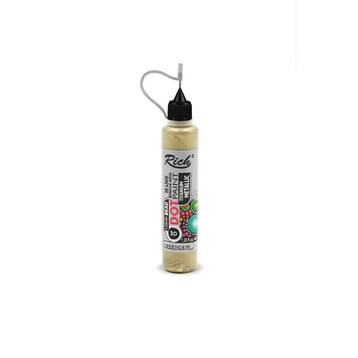 Supertrend 3D Dot Mandala Boyası 40 cc. METALİK BEYAZ ALTIN