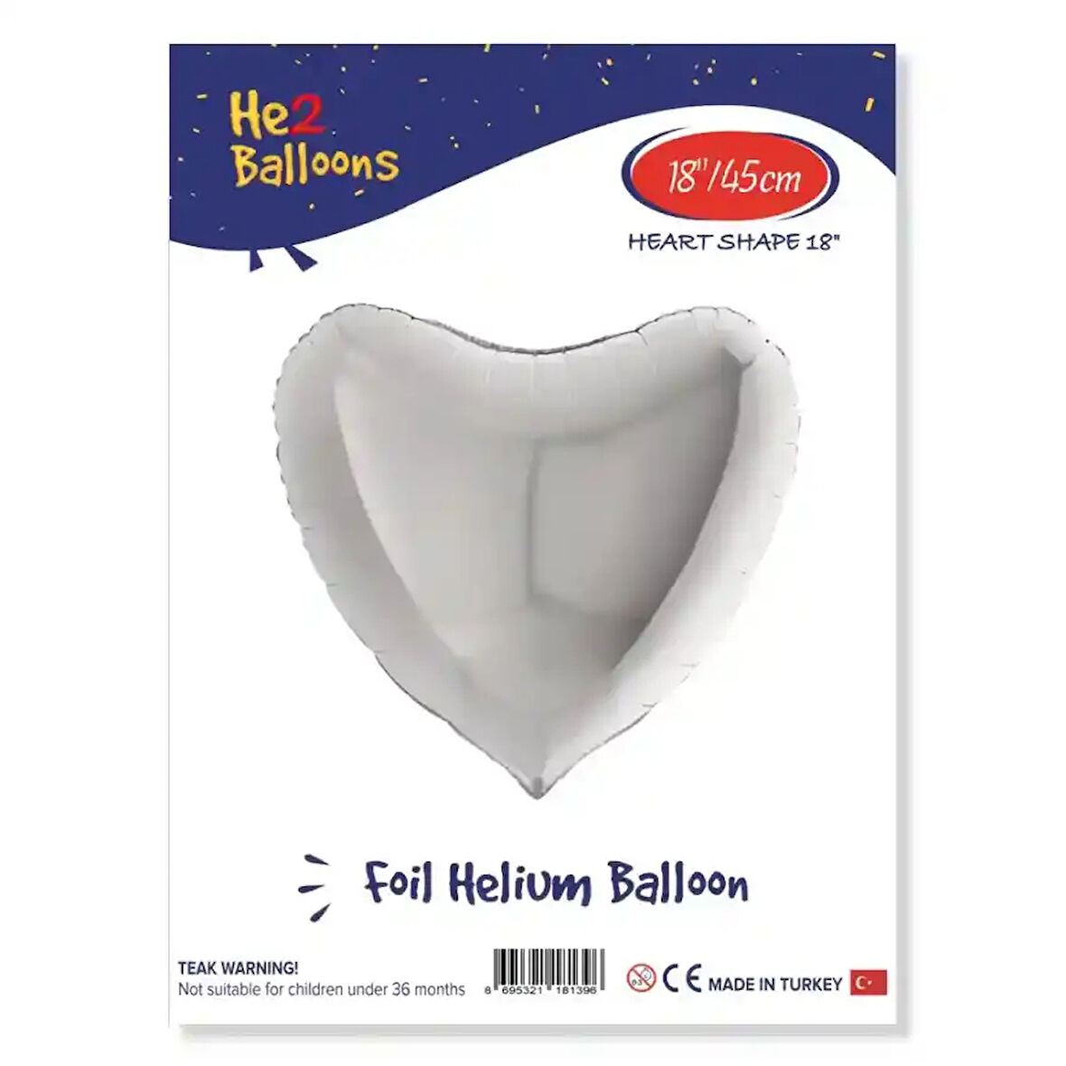 Gümüş Kalp Folyo Balon 18"