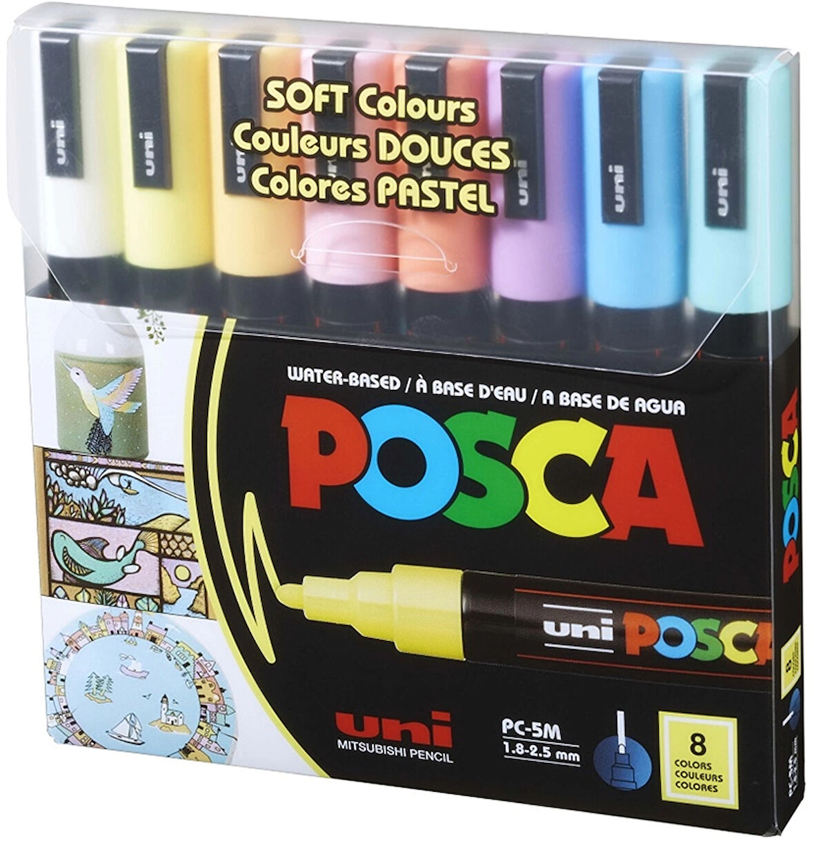 Supertrend Posca PC-5M 1.8-2.5 Su Bazlı Boyama Markörü Seti Pastel Renkler 8 RENK