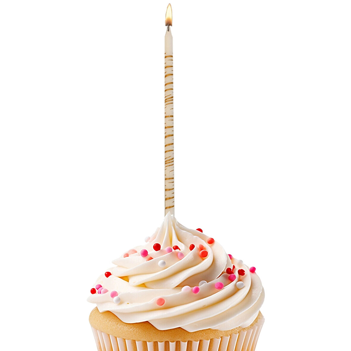 Zebra Desenli Beyaz Doğum Günü Mumu