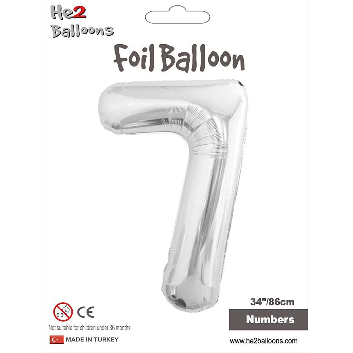 7 Rakam Gümüş Folyo Balon 34"