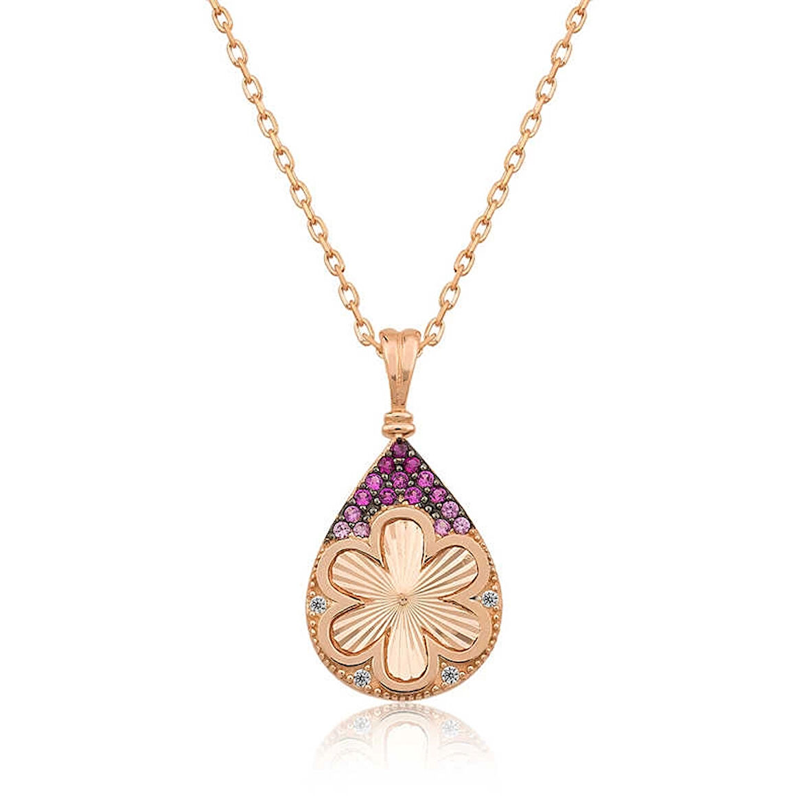 Supertrend Gümüş Rose Damla Çiçek Kadın Kolye