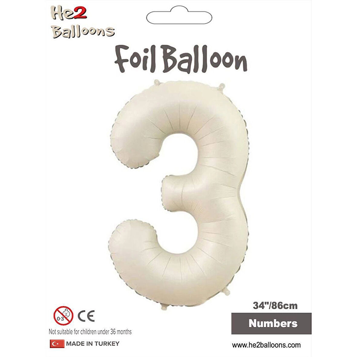 3 Rakam Krem Folyo Balon 34"
