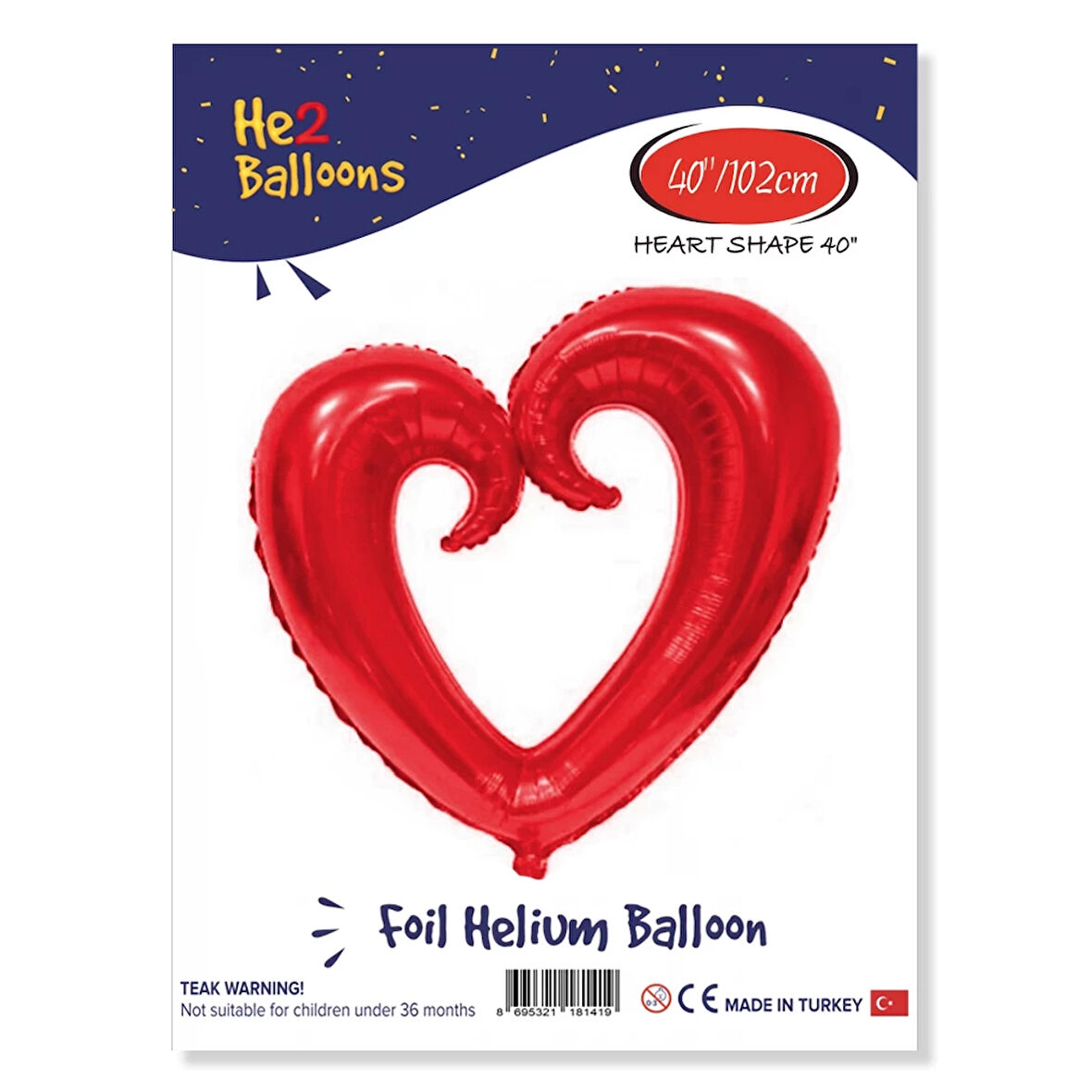 Kırmızı İçi Boş Kalp Folyo Balon 40"