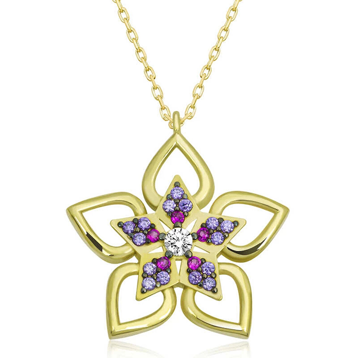 Supertrend ​gümüş Gold Çiçek Kadın Kolye