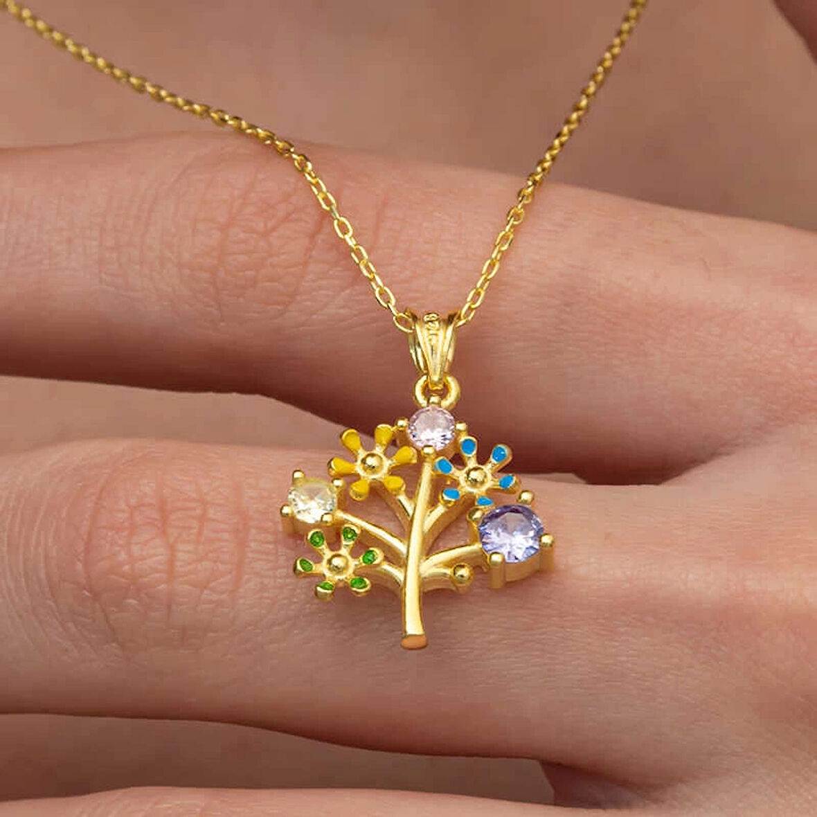 Supertrend Gümüş Gold Renkli Hayat Ağacı Kadın Kolye