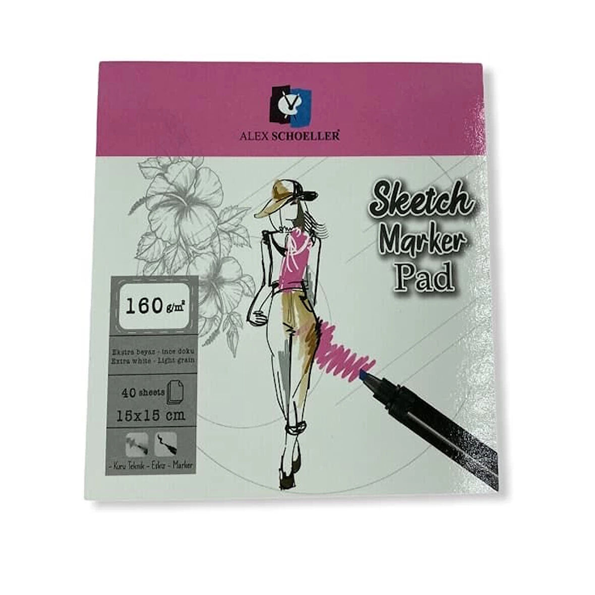 Supertrend Sketch Marker Defteri Pad 160 gr. 15x15 cm. 40 yp.