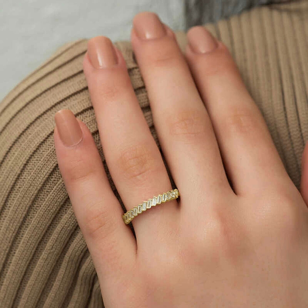 Supertrend ​​gümüş Gold Sıralı Baget Taşlı Kadın Yüzük