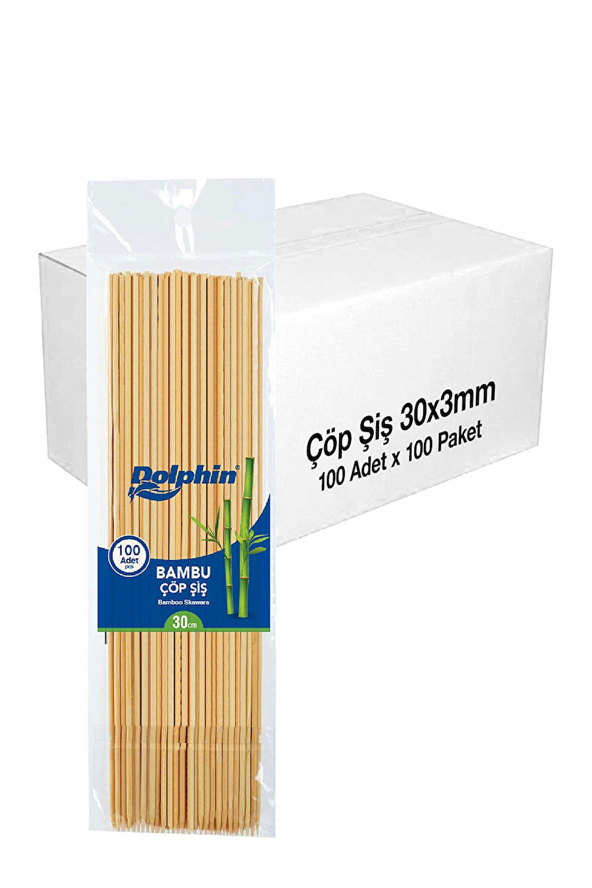 Supertrend Bambu Çöp Şiş 30cm x 3mm 100lü x 100 Paket (Koli)