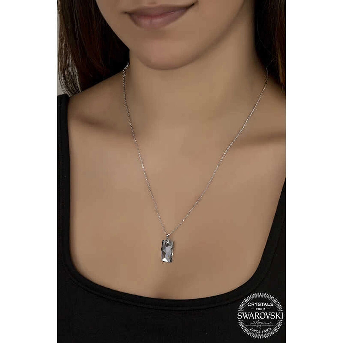 Supertrend ' Crystal Taşlı Baget Gümüş Kadın Kolye