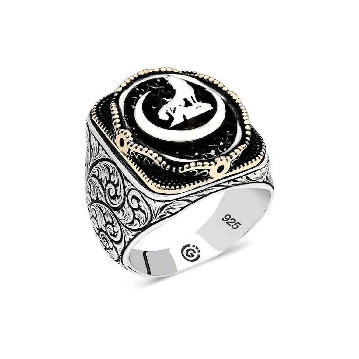 Supertrend Gümüş Hilal Bozkurt Oval Erkek Yüzük