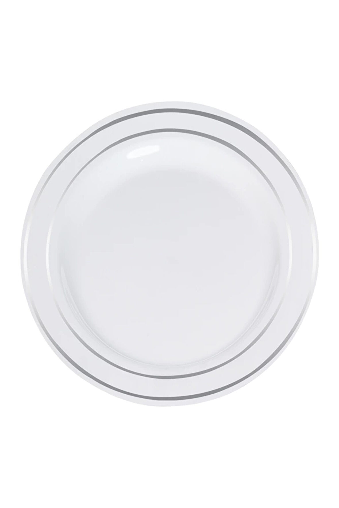 Supertrend Lüks Plastik Tabak Gümüş Yaldızlı Beyaz 26cm 6lı