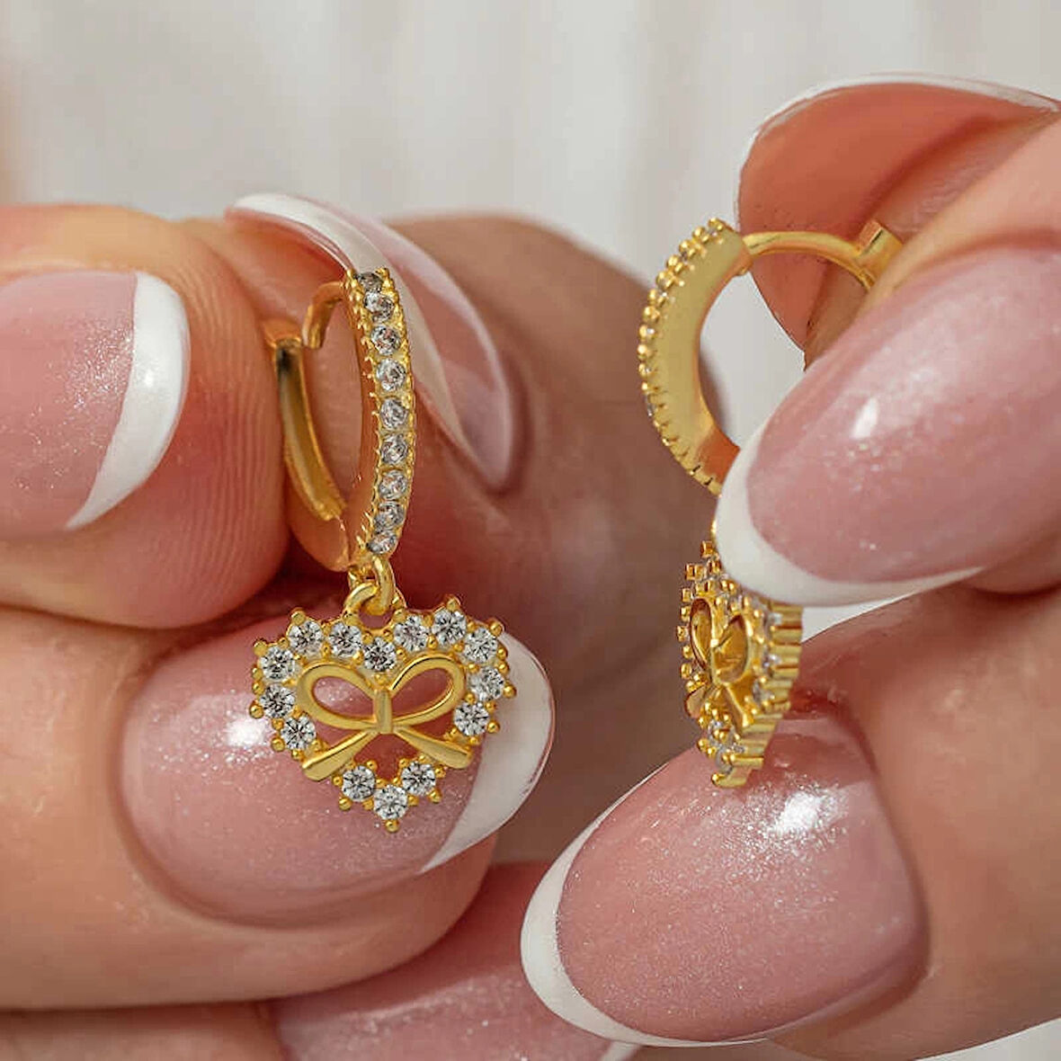 Supertrend Gümüş Gold Kalp Kurdele Sallantılı Kadın Küpe