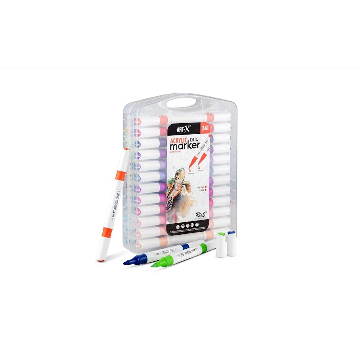 Supertrend Supertrend Acrylic Duo Marker Çift Uçlu Su Bazlı Akrilik Boyama Markörü Seti 36 RENK