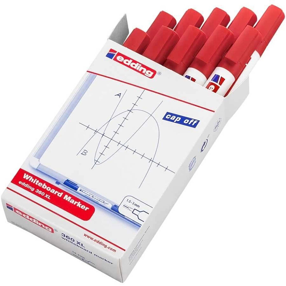 Supertrend 360 XL Whiteboard Marker Doldurulabilir Yazı Tahtası Kalemi 10'lu Kutu Kırmızı