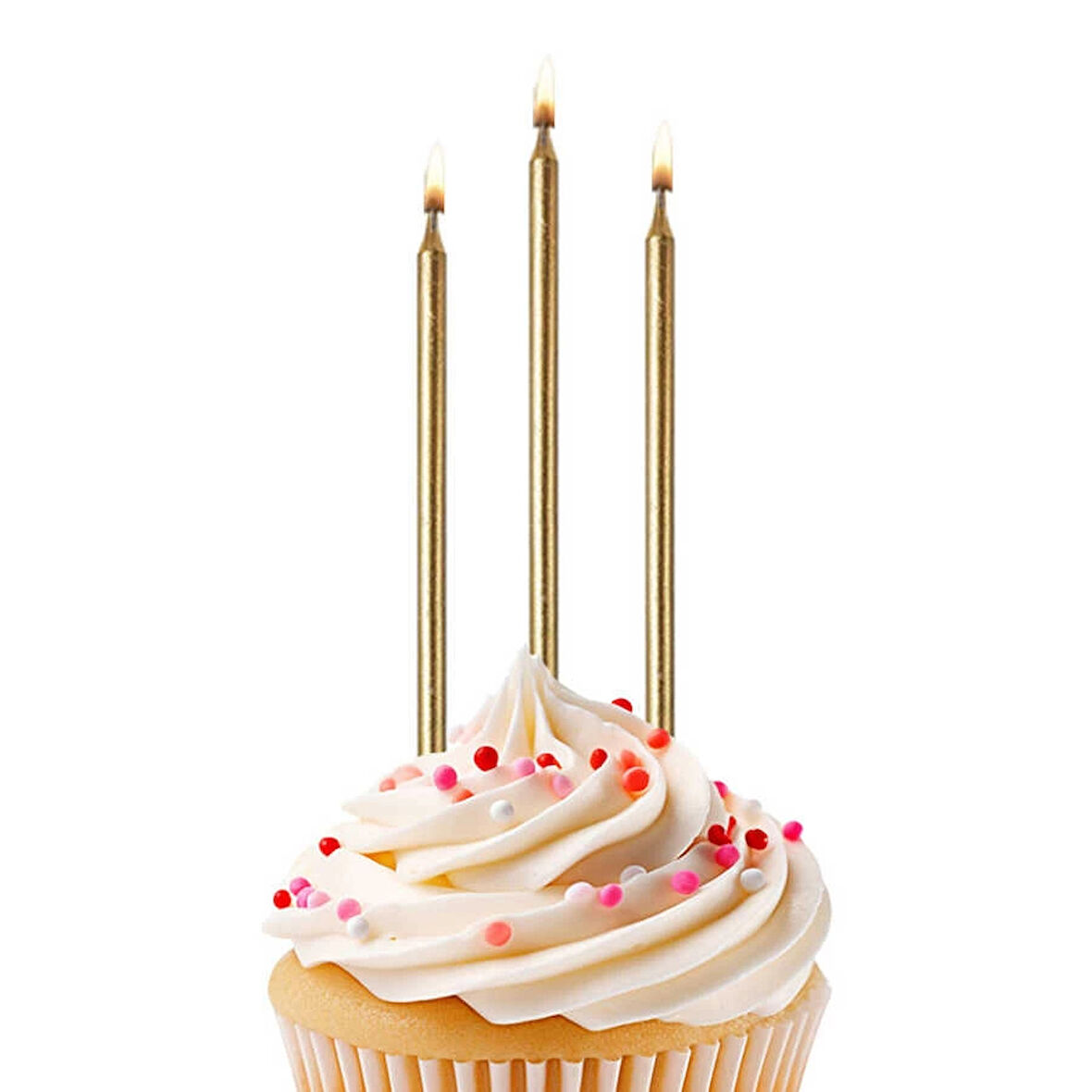 Metalik Altın Doğum Günü Mumları